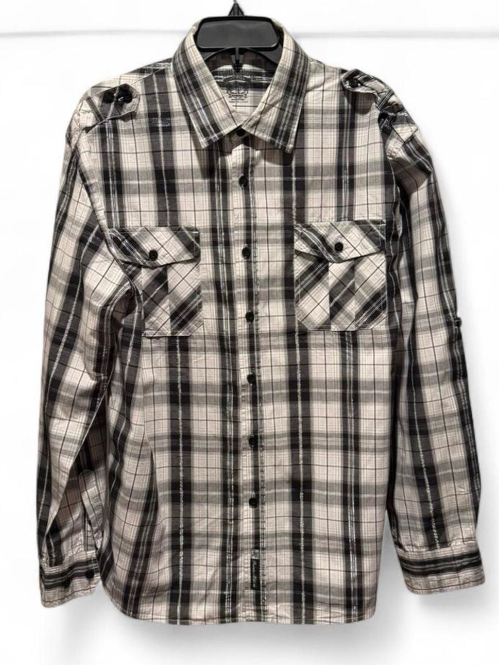 South Pole Men's Plaid Button-Down Shirt - Black & White